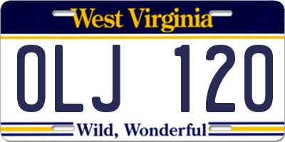 WV license plate OLJ120