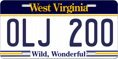 WV license plate OLJ200