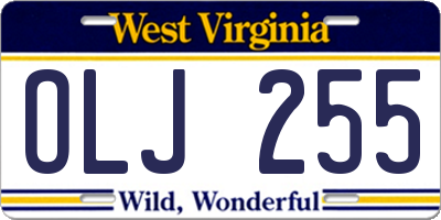 WV license plate OLJ255