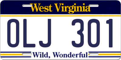 WV license plate OLJ301