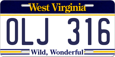 WV license plate OLJ316
