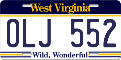 WV license plate OLJ552