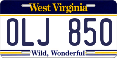 WV license plate OLJ850