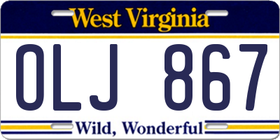 WV license plate OLJ867
