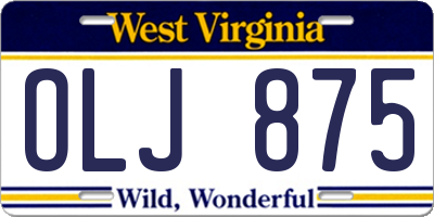 WV license plate OLJ875