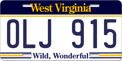 WV license plate OLJ915