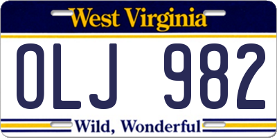 WV license plate OLJ982