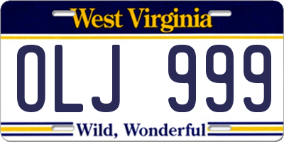 WV license plate OLJ999