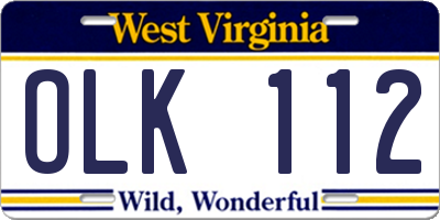 WV license plate OLK112