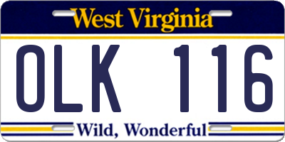 WV license plate OLK116