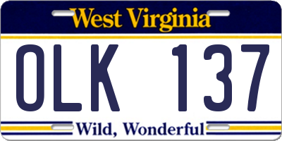 WV license plate OLK137