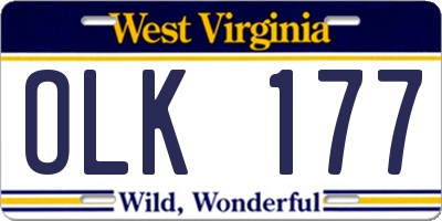 WV license plate OLK177