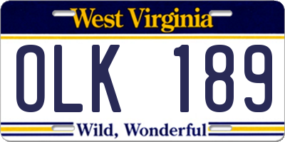 WV license plate OLK189