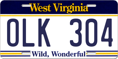 WV license plate OLK304