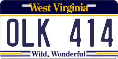WV license plate OLK414