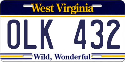 WV license plate OLK432