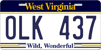 WV license plate OLK437