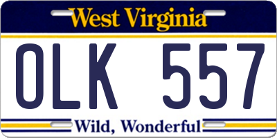 WV license plate OLK557