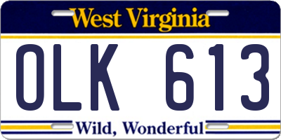 WV license plate OLK613