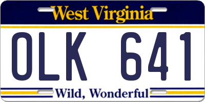 WV license plate OLK641