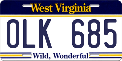WV license plate OLK685