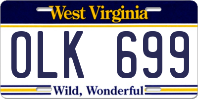 WV license plate OLK699