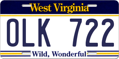 WV license plate OLK722