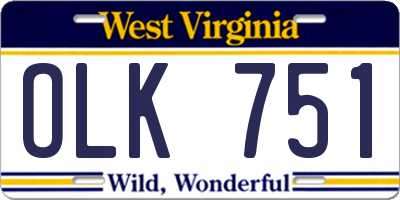 WV license plate OLK751