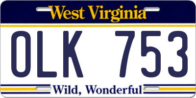 WV license plate OLK753