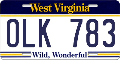 WV license plate OLK783