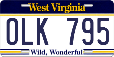 WV license plate OLK795