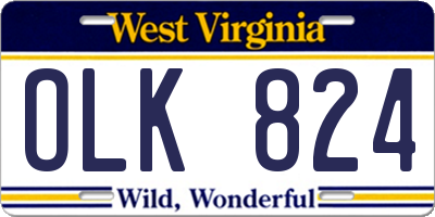 WV license plate OLK824