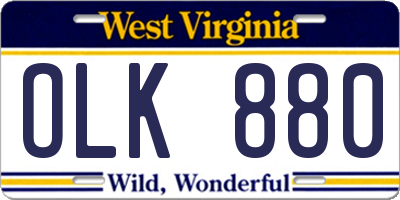 WV license plate OLK880