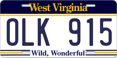 WV license plate OLK915