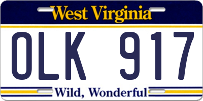 WV license plate OLK917