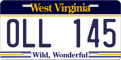 WV license plate OLL145