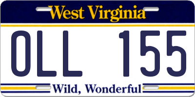 WV license plate OLL155
