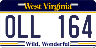 WV license plate OLL164