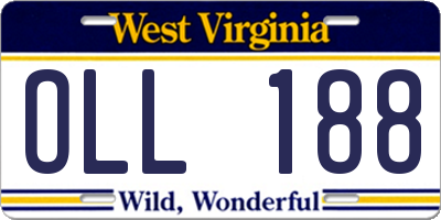 WV license plate OLL188