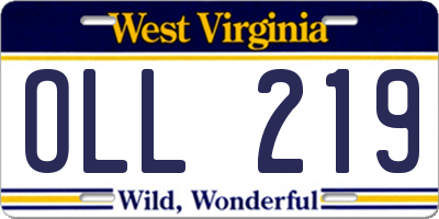 WV license plate OLL219