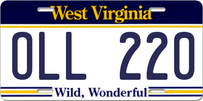 WV license plate OLL220