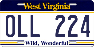 WV license plate OLL224