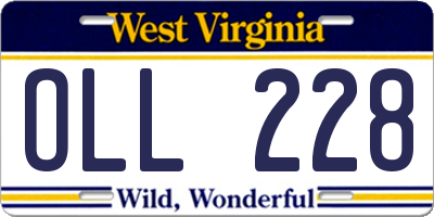 WV license plate OLL228