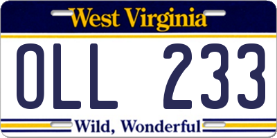 WV license plate OLL233