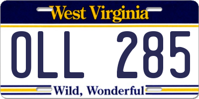 WV license plate OLL285
