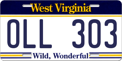 WV license plate OLL303