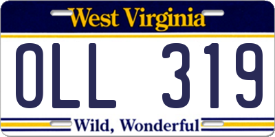 WV license plate OLL319