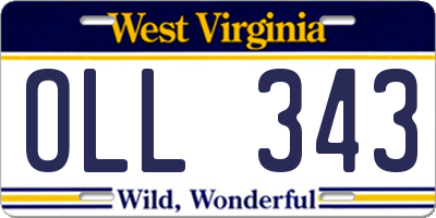 WV license plate OLL343