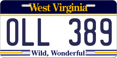 WV license plate OLL389