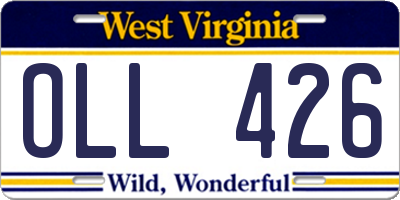 WV license plate OLL426